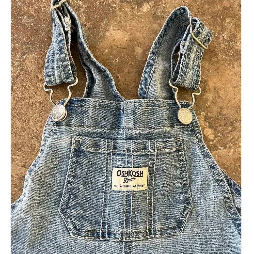 OshKosh B'gosh Denim Bib White Eyelet Dress, Girls 4T